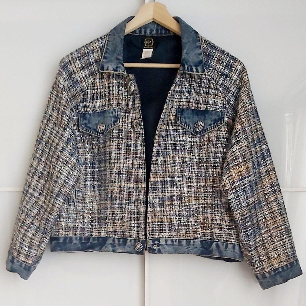 MI2 NWOT Denim Trim Jacket Size Large